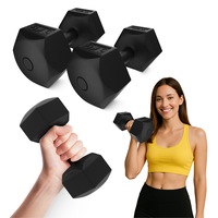 Set 2 gantere bituminoase pentru antrenament cu greutati si fitness, intarire musculara, 4FIZJO, Beton/PVC, 2x5kg, Negru