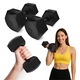 Set 2 gantere bituminoase pentru antrenament cu greutati si fitness, intarire musculara, 4FIZJO, Beton/PVC, 2x5kg, Negru