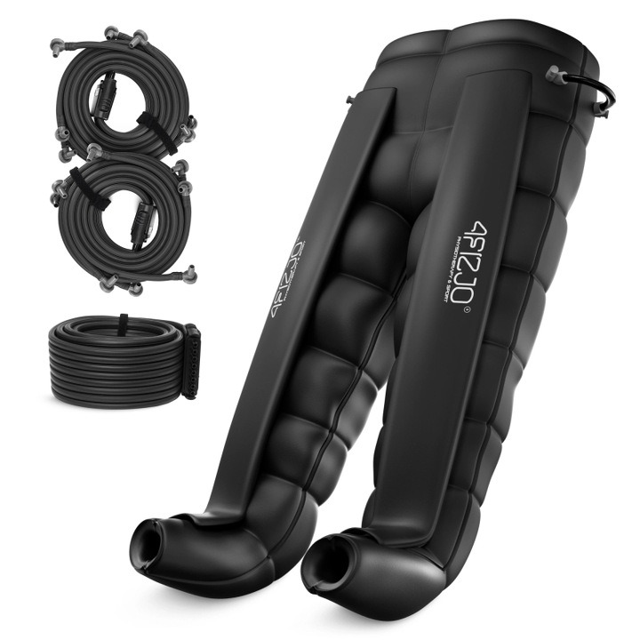 Pantaloni drenaj limfatic, 4FIZJO, MED C8, PRO C8, 8 camere, presoterapie, marime universala, lungime 110 cm, cu tuburi si distribuitor, reducere edeme, stimulare circulatie limfa, regenerare musculara, aparat compatibil, negru