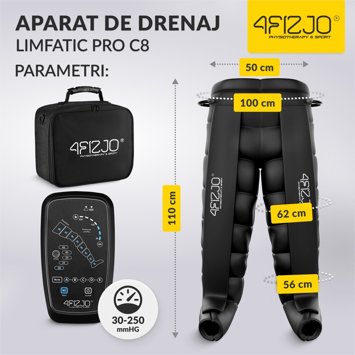 Aparat masaj picioare, PRO C8, 4FIZJO, drenaj limfatic, 5 programe ...