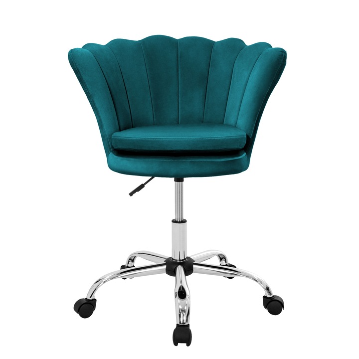 Irodai szék, ML-Design, benzin, bársony, 68 x 68 x 90 cm, kagyló alakú, állítható magasságú, ergonomikus