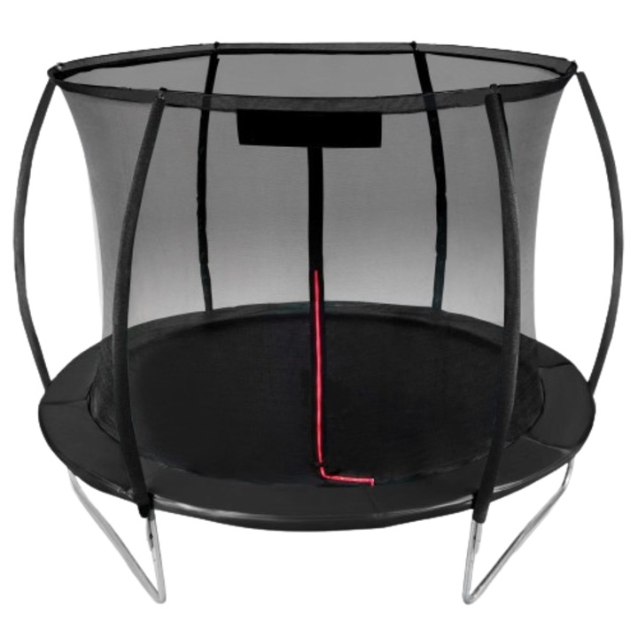 Батут Dacenergy©, Профилирани Метални Колове, Метална Стълба, Максимално Натоварване 100 Кг, Вътрешна Предпазна Мрежа, 252 См, Черен