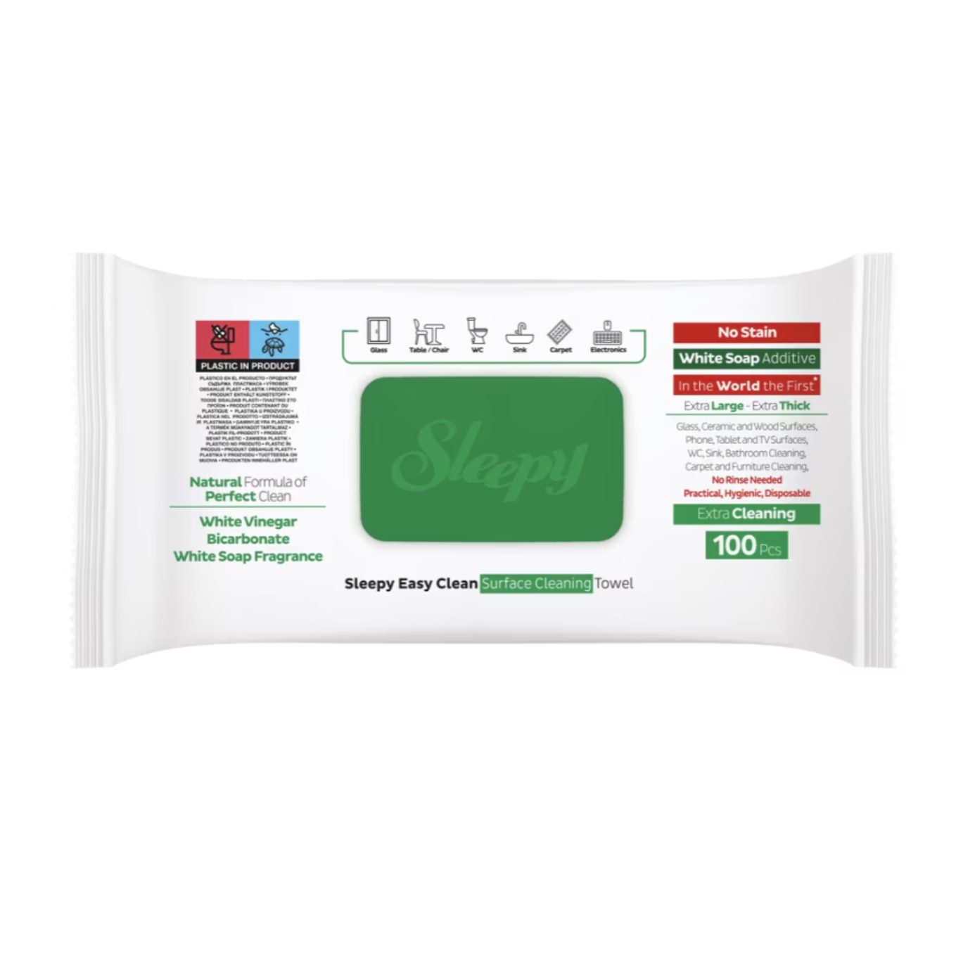 Sleepy Easy Clean – 50 Fogli Detergenti Per Pavimenti, Additivo Per Mopa, Tessuto Strutturato 8 Strati