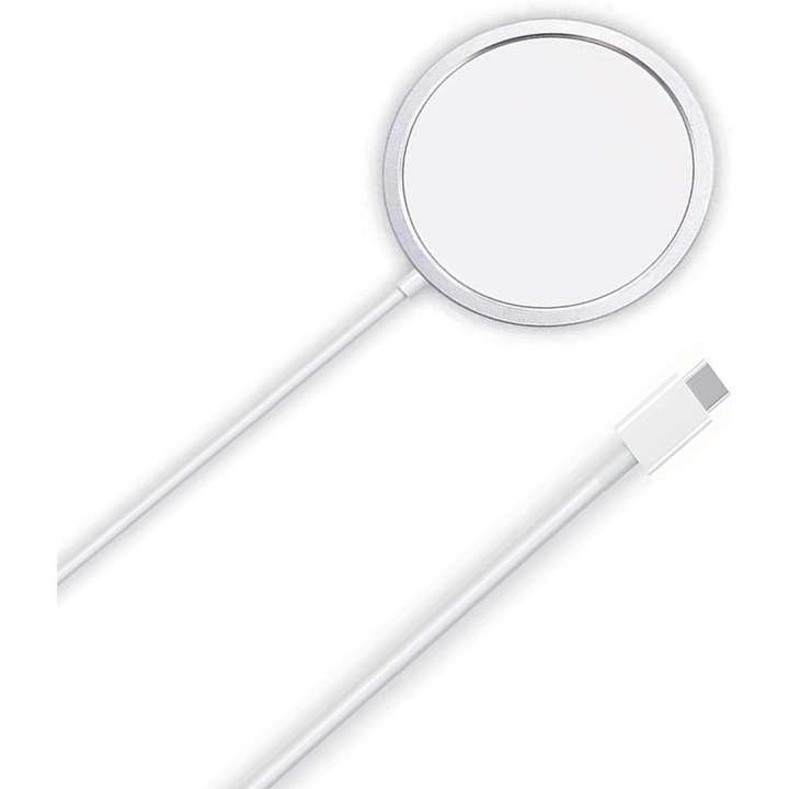 Apple MagSafe töltő, Gsedaox, kompatibilis iPhone 14/14 Plus/14 Pro/14 Pro Max/13/12/11/X/XS/SE/XR/AirPods Pro 2, fehér