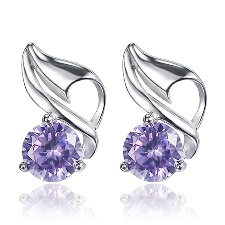 Lila gyémánt fülbevaló, réz, ajándékok nőknek