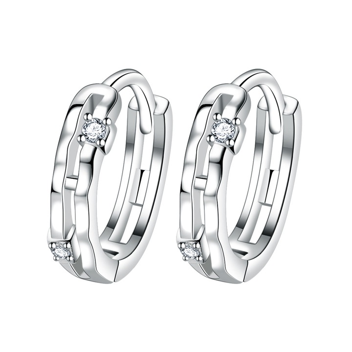 PRAISEFINE Kétrétegű cirkon fülbevaló, fehér arannyal bevonva, 13 mm