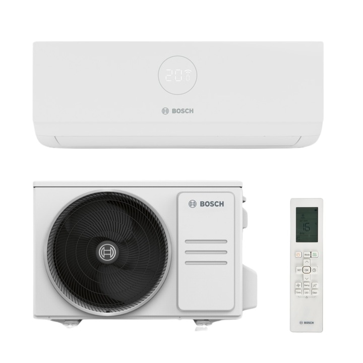 Aparat de aer conditionat Bosch Climate 3000i Inverter 24000 BTU, A++, Wi-Fi inclus, i-Clean, Timer, Repornire automata, Dezumidificare, Follow me, Auto Diagnoza