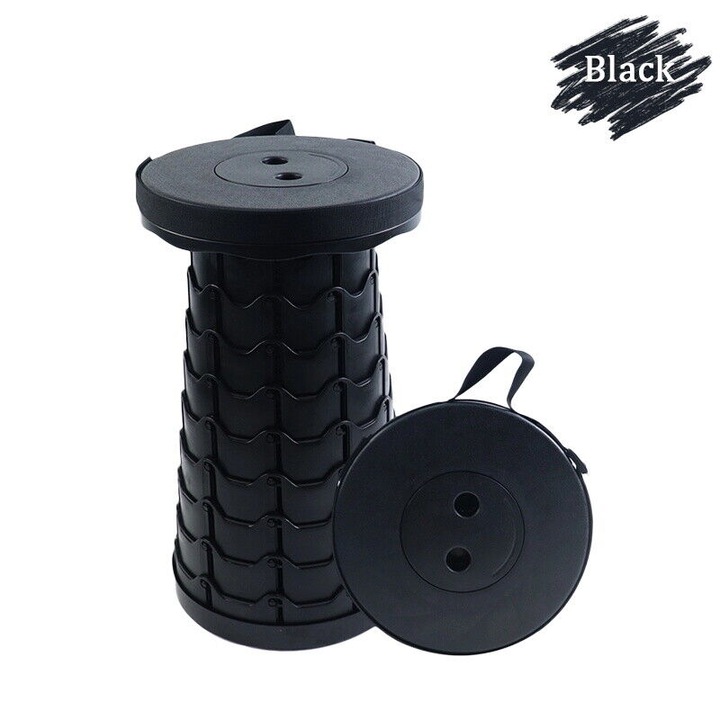 2db összecsukható kempingszék készlet, ZmdecQna, polipropilén, 7-45 cm, fekete