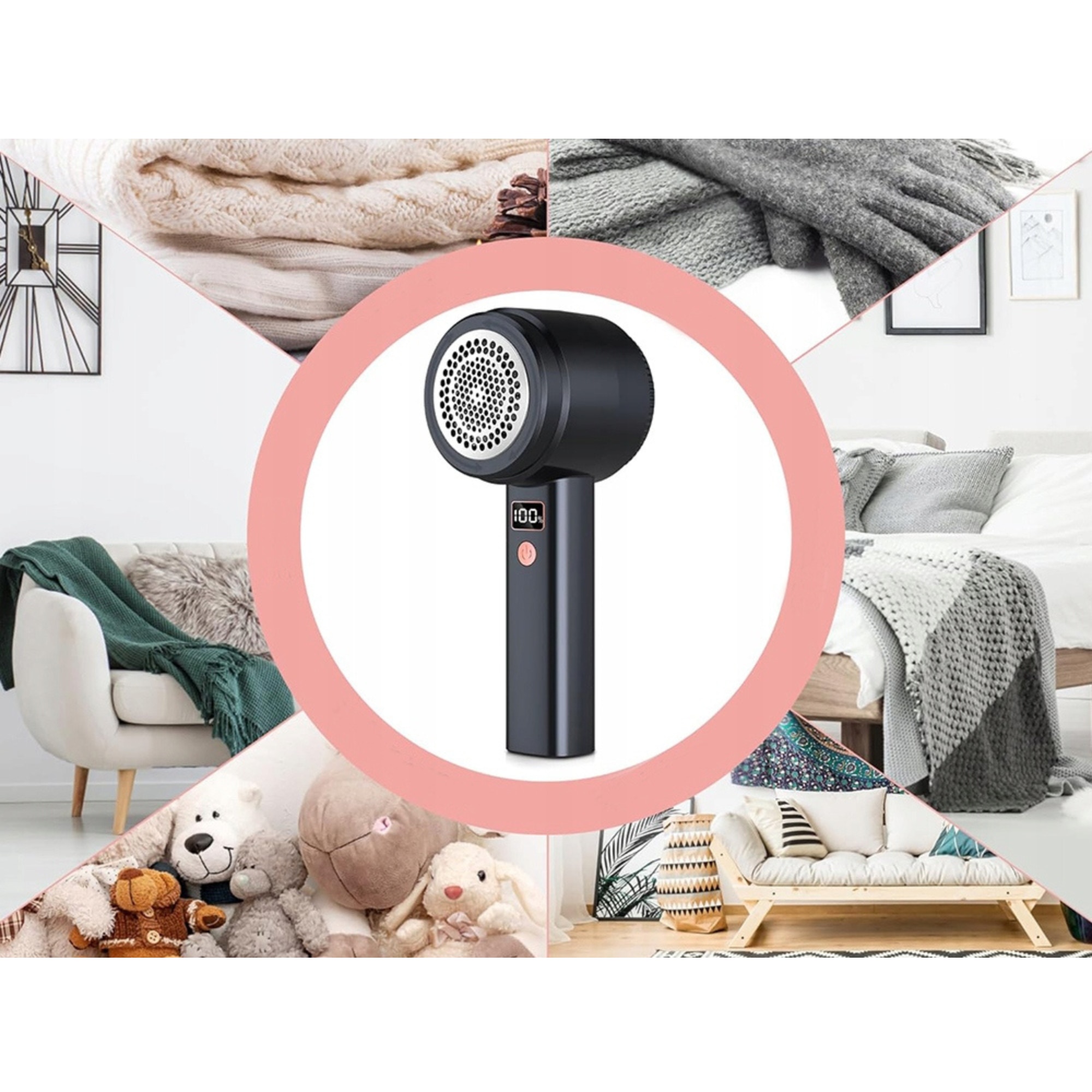 Aparat pentru scame, de pe haine, 8 W, 3 nevele viteza, cu baterie reincarcabila