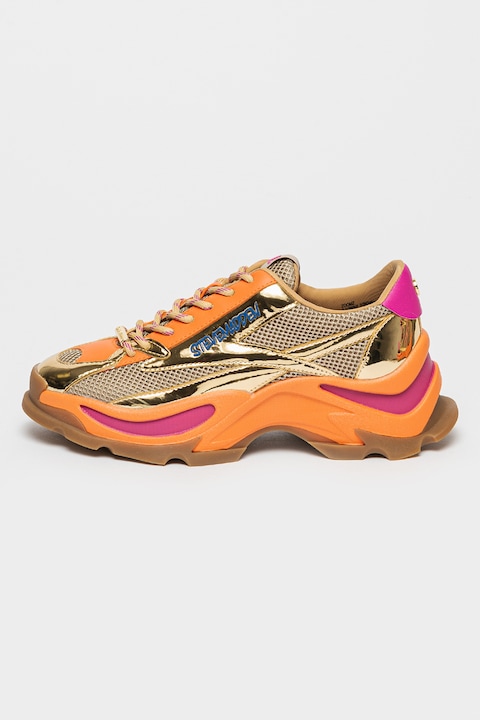Steve Madden, Масивни спортни обувки Zoomz с мрежести зони, Оранжев/Златист