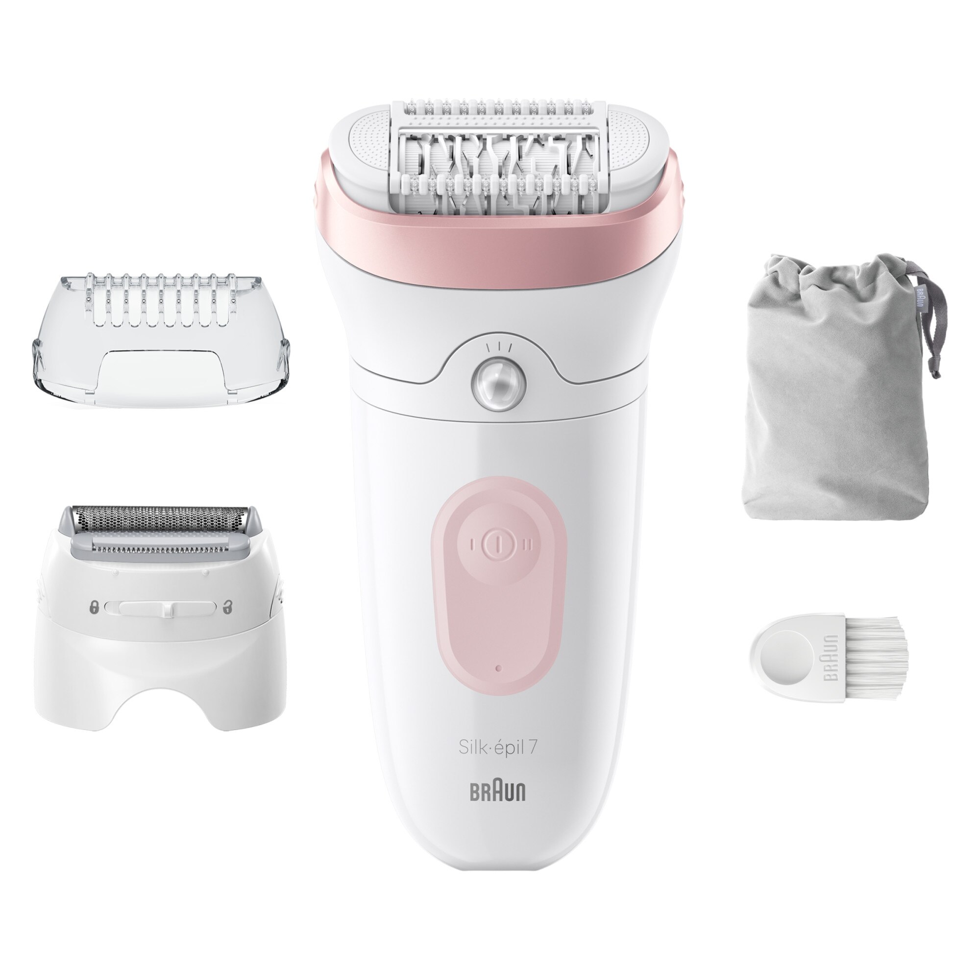 Set Epilator, Braun, Silk·epil 7, Alb/Roz - eMAG.ro