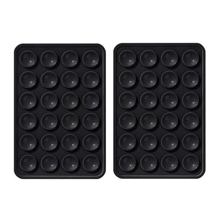 2 db telefontartó készlet, Tapadókorongok, 80x55x3mm, Fekete