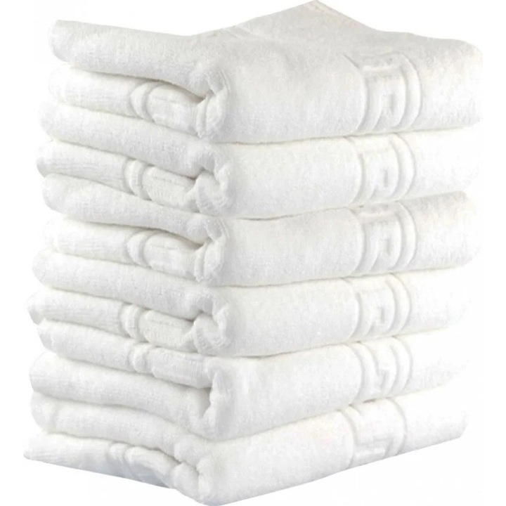 Комплект от 12 хотелски кърпи, 70x130 см, 100% пакистански памук, 500 гр./м2, гръцки бордюр, бели