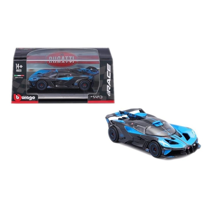 Модел автомобил BBurago Bugatti Bolide, черно-син, 14.5x7x6.5cm