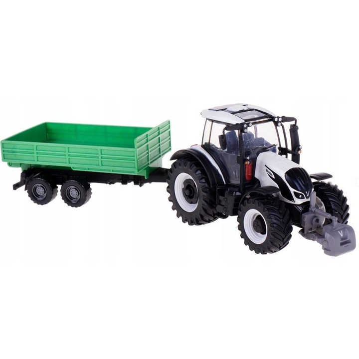 BBurago Valtra N174 играчка трактор с ремарке, пластмаса и метал