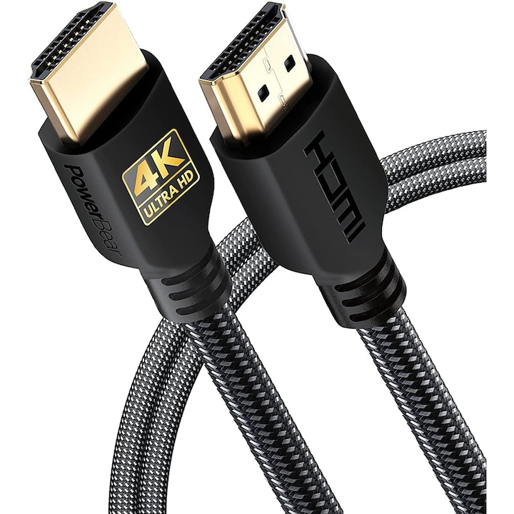 PowerBear 4K HDMI кабел, 60Hz, Ultra HD, 2K, 1080P, ARC & CL3 съвместим, за лаптоп, монитор, PS5, PS4, Xbox One, Apple TV, Fire TV, дължина 1,8 м