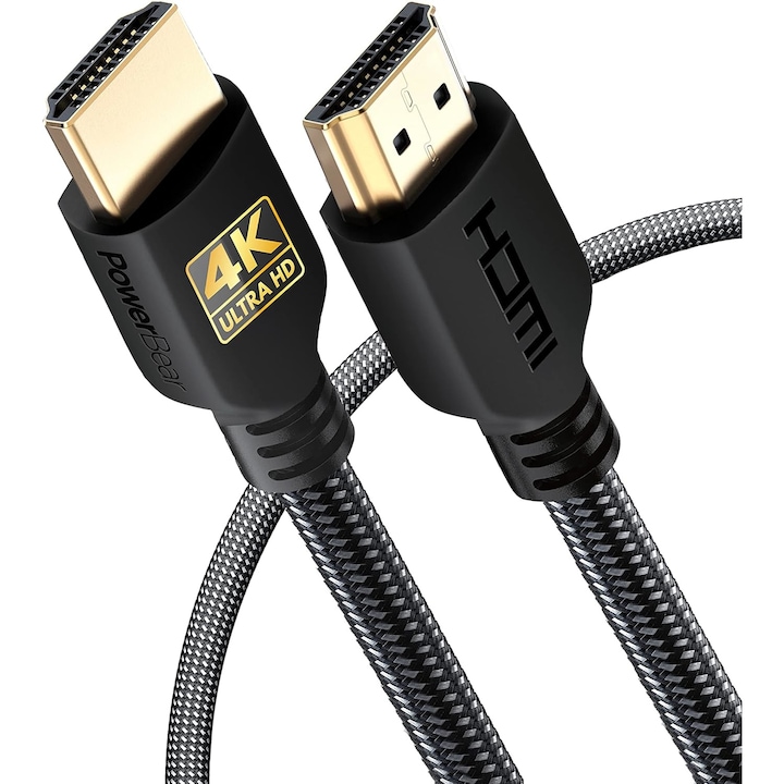 Комплект от 2 PowerBear 4K HDMI кабела, 60Hz, Ultra HD, 2K, 1080P, ARC & CL3 съвместими, за лаптоп, монитор, PS5, PS4, Xbox One, Apple TV, Fire TV, дължина 0,9 м
