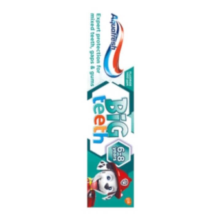 Комплект паста за зъби Aquafresh Big Teeth, детска, против кариес, с флуор, 50 мл, 12 бр.