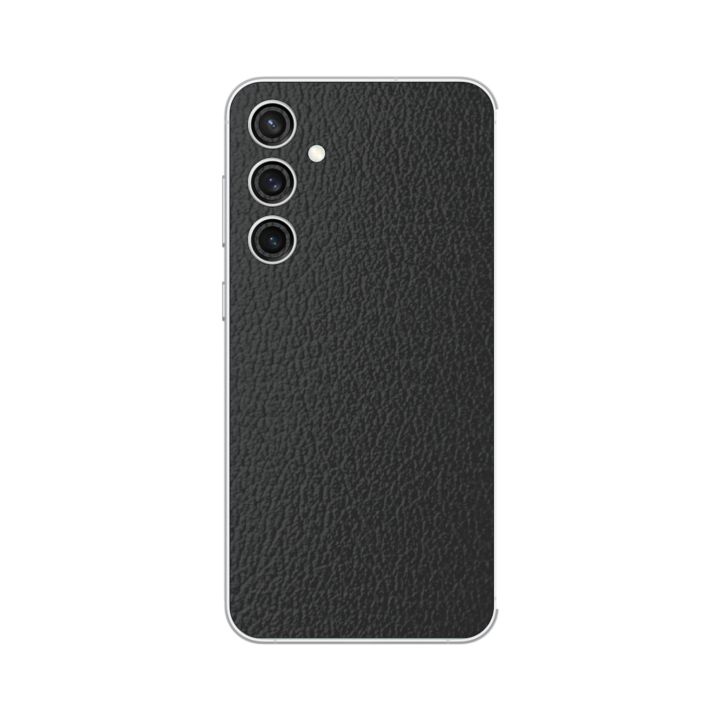 Folie Protectie iSkinz pentru Samsung Galaxy S23 FE - Piele Neagra, Simple Cut, Skin Adeziv, Cover pentru Carcasa Spate