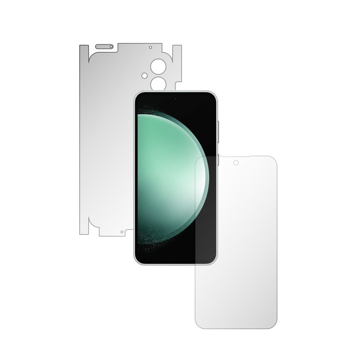 Set 2X Folii de Protectie Full-Body Folie24, pentru Samsung Galaxy S23 FE, Acoperire 360, Ecran + Spate si Laterale, 1 Set Ultra-Clear + 1 Set Mate, Adezive, Flexibile cu Auto Regenerare