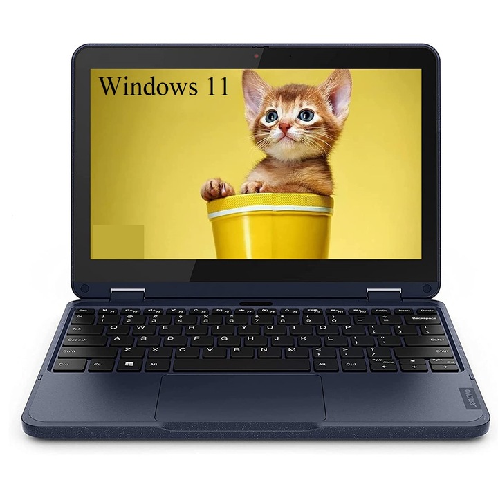 Laptop 2 az 1-ben Lenovo 300w Gen 3 (AMD), 11.6" IPS Érintőkijelző, AMD 3015e, 4GB DDR4, 64 GB eMMC, AMD Radeon Grafika, Windows 11 SE, 1.33 kg Abyss Blue