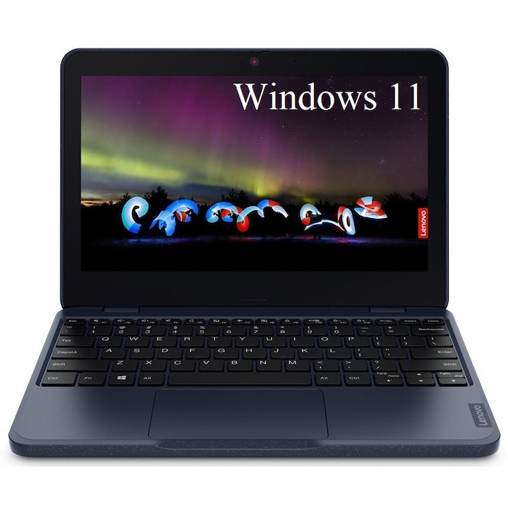Laptop Lenovo 100w Gen 3 (AMD), 11.6" HD, AMD 3015e, 4GB DDR4, 64GB eMMC, AMD Radeon Graphics, Windows 11 SE, Abyss Blue