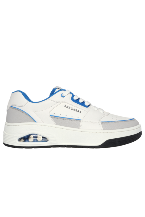 Férfi sportcipő SKECHERS UNO COURT-LOW-POST 183140-WBL fehér, természetes bőr 43
