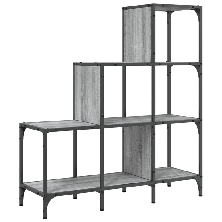 Biblioteca vidaXL, gri sonoma, 92x30x102 cm, lemn prelucrat/metal, 15.2 Kg