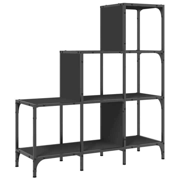 Biblioteca vidaXL, negru, 92x30x102 cm, lemn prelucrat si metal, 15.07 Kg