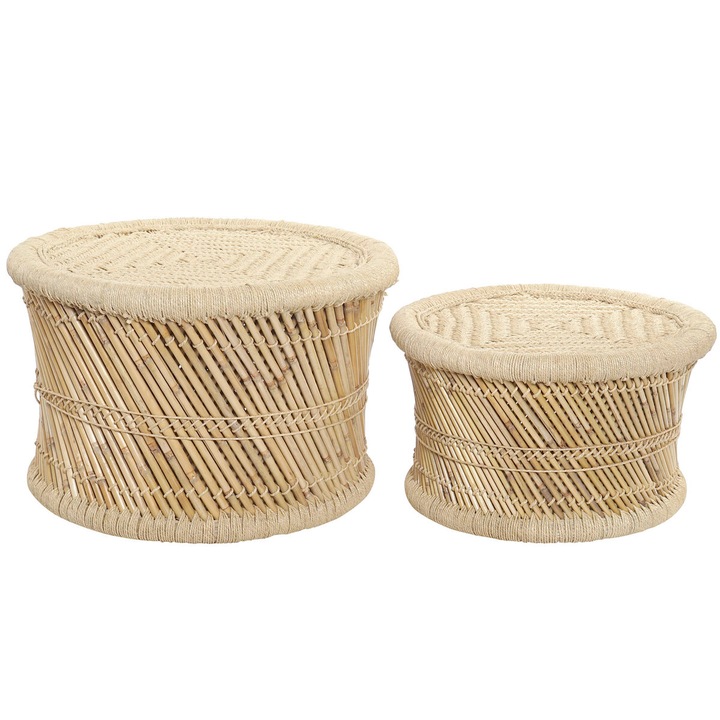 Комплект от 2 маси DKD Home Decor, Естествен