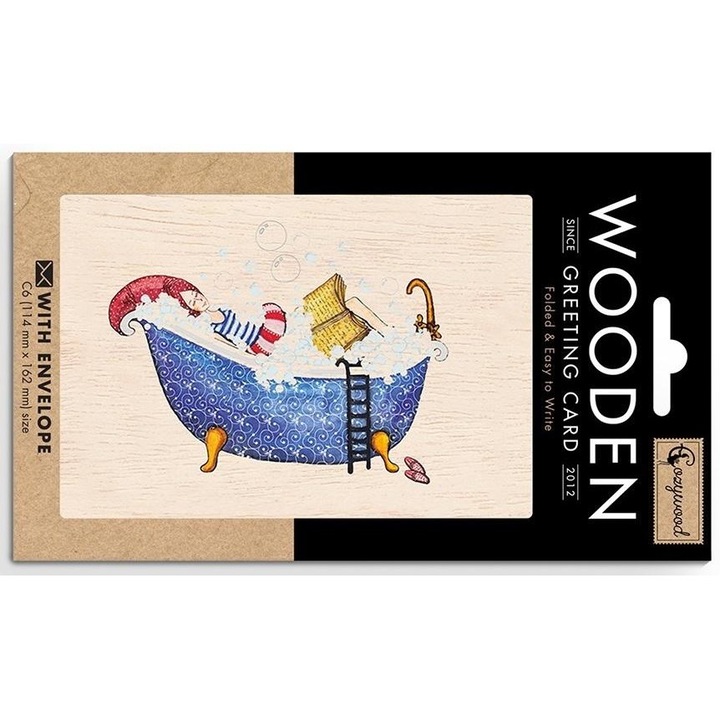 Felicitare Cozywood, femeie la baie, cu plic, format C6