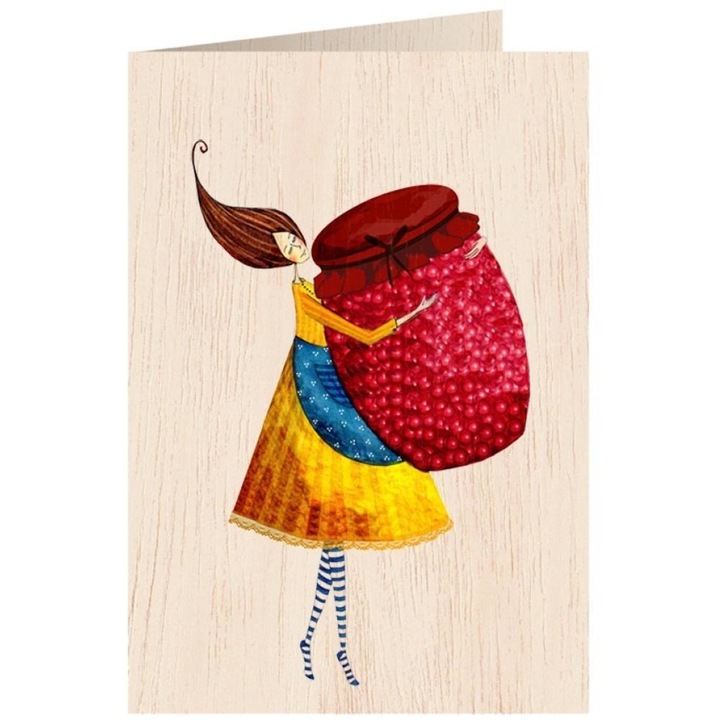 Felicitare Cozywood, C6, cu plic, femeie cu borcan