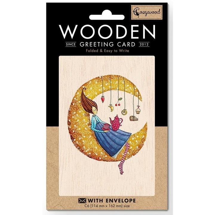 Felicitare Cozywood Ksiezyc, C6, cu plic