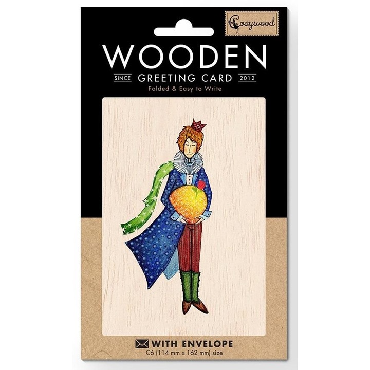 Felicitare cu plic, Cozywood, Micul Print, Lemn, C6, Multicolor