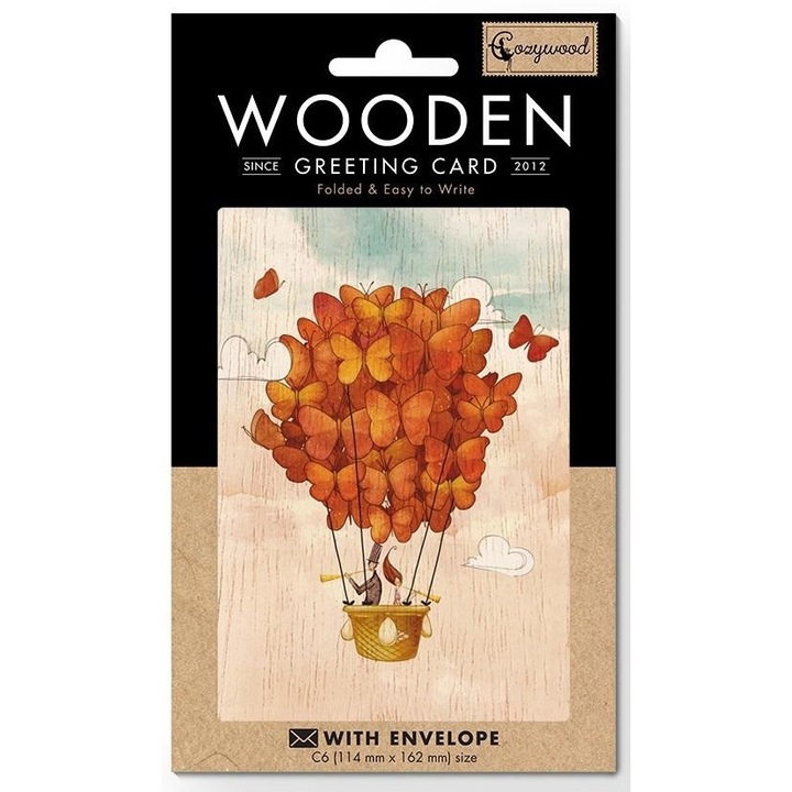 Felicitare Cozywood, biodegradabila, cu plic, 10x15cm