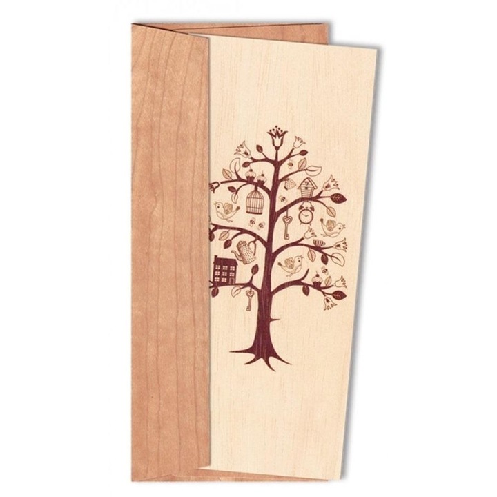 Felicitare Cozywood, cu plic din lemn, fabricat in Lituania
