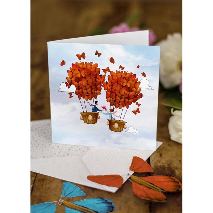 Felicitare Cozywood, 2 motylki, surpriza, 23x23cm