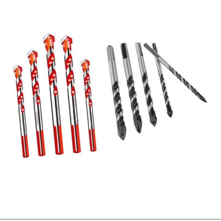 Set 10 burghie pentru beton, Carbura de tungsten, Rosu/Negru