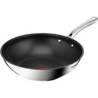 Tigaie wok Tefal Infinite, 28 cm, invelis antiaderent din titan, indicator Thermo-Signal, Thermo Fusion, inductie, argintiu/negru