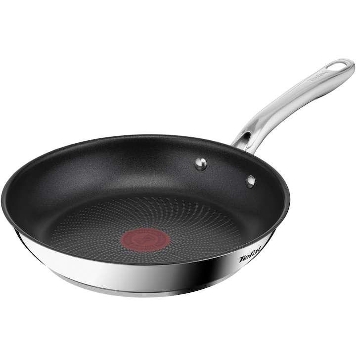 Тиган Tefal Infinite, 24 см, Титаниево незалепващо покритие, Индикатор Thermo-Signal, Thermo Fusion, Индукция, Сребрист/Черен