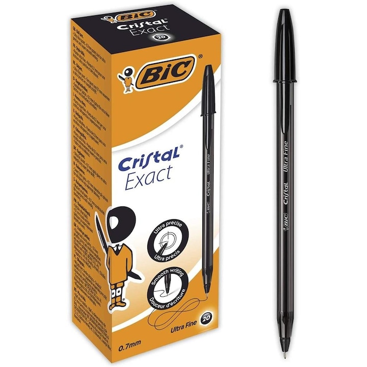 Комплект 20 химикалки, Bic, Cristal Exact, черни
