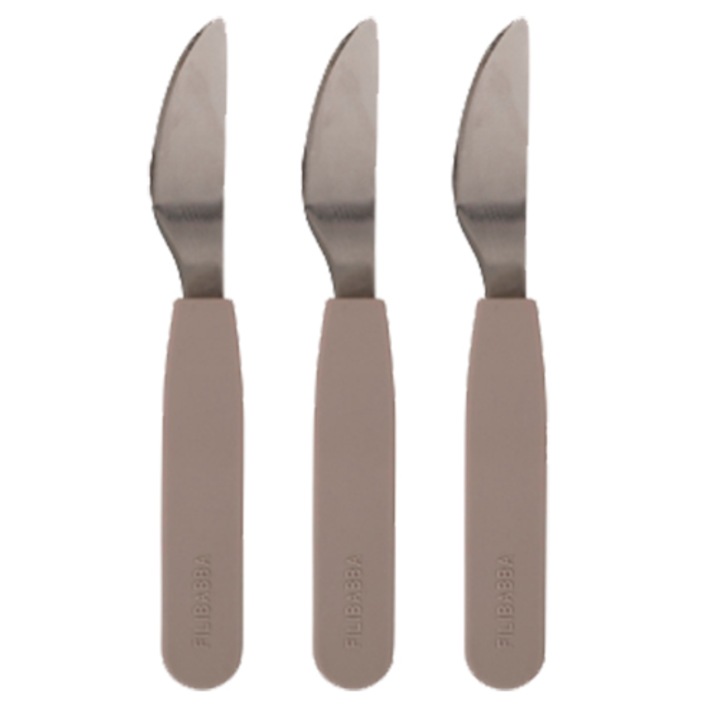 Cutite din silicon si otel inoxidabil pentru bebelusi si copii Filibabba, set de 3 bucati, rose