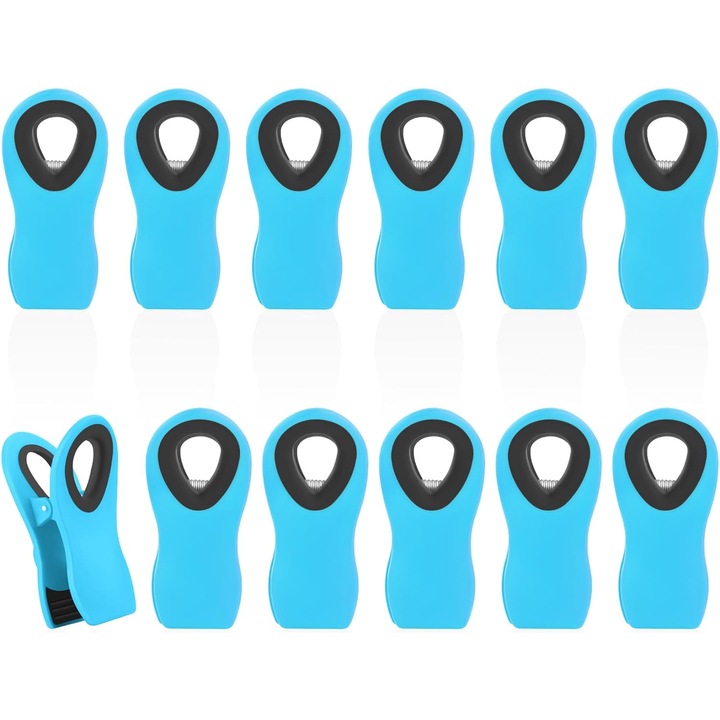 Set 12 cleme pungi alimentare, Magnetice, Albastru