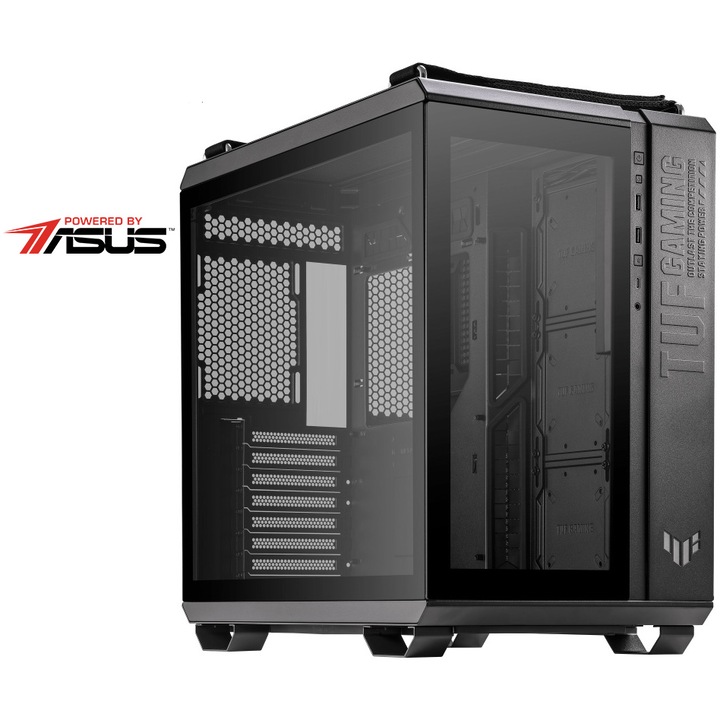 Настолен компютър Serioux Gaming, Powered by ASUS, AMD Ryzen™ 5 8500G, 64GB DDR5, 2TB SSD, ASUS TUF Radeon™ RX 7700 XT 12GB GDDR6, No OS, Black