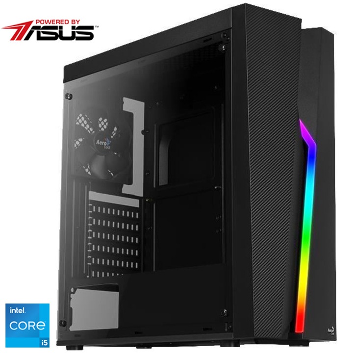 Sistem Desktop PC Gaming Serioux Powered by ASUS cu procesor Intel® Core™ i5-12400F pana la 4.4 GHz, 16GB DDR4, 1TB SSD, ASUS Dual GeForce® RTX™ 3050 8GB GDDR6, No OS, Black