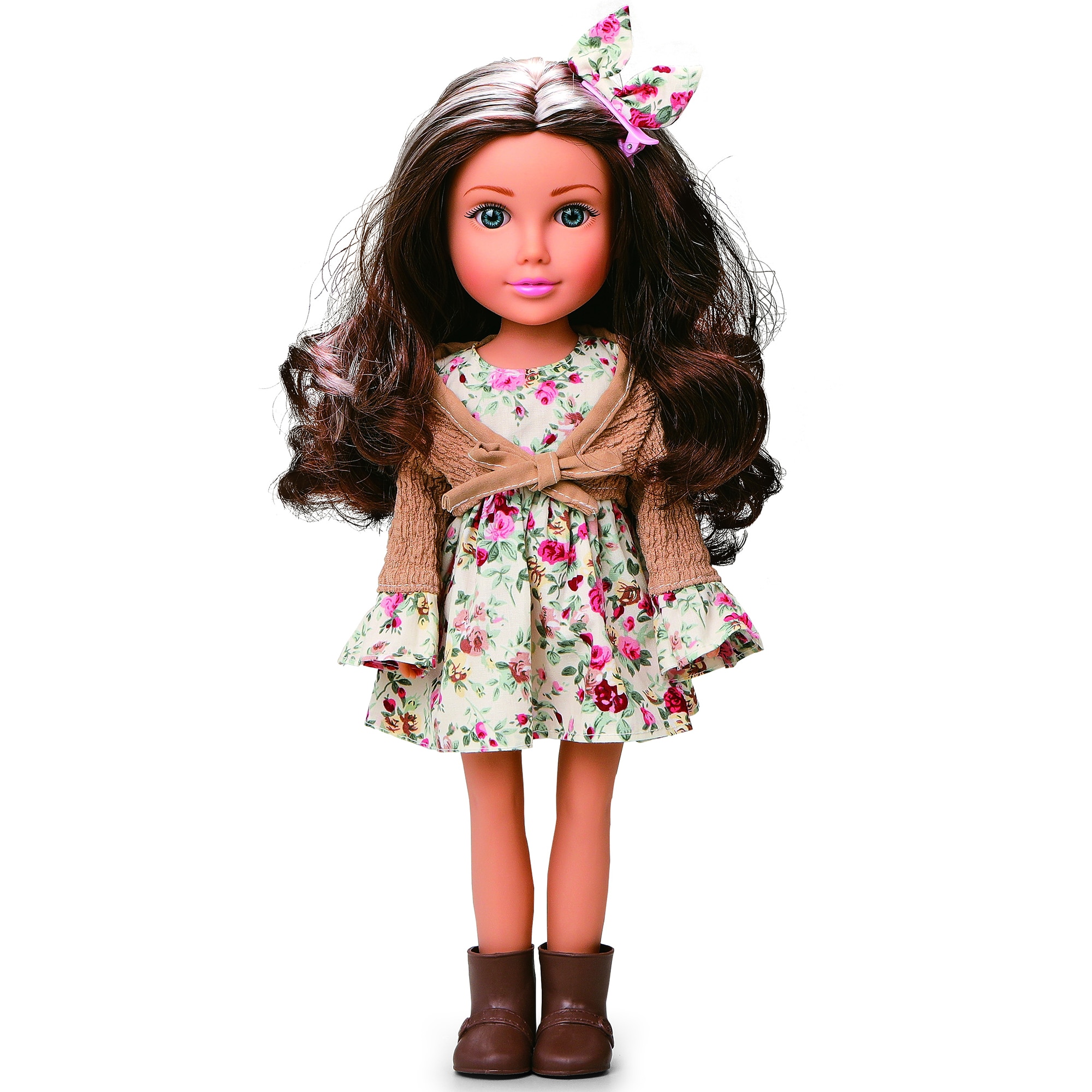 Papusa Mappy Fashion, 35 cm, cu rochita alb / roz si ghetute