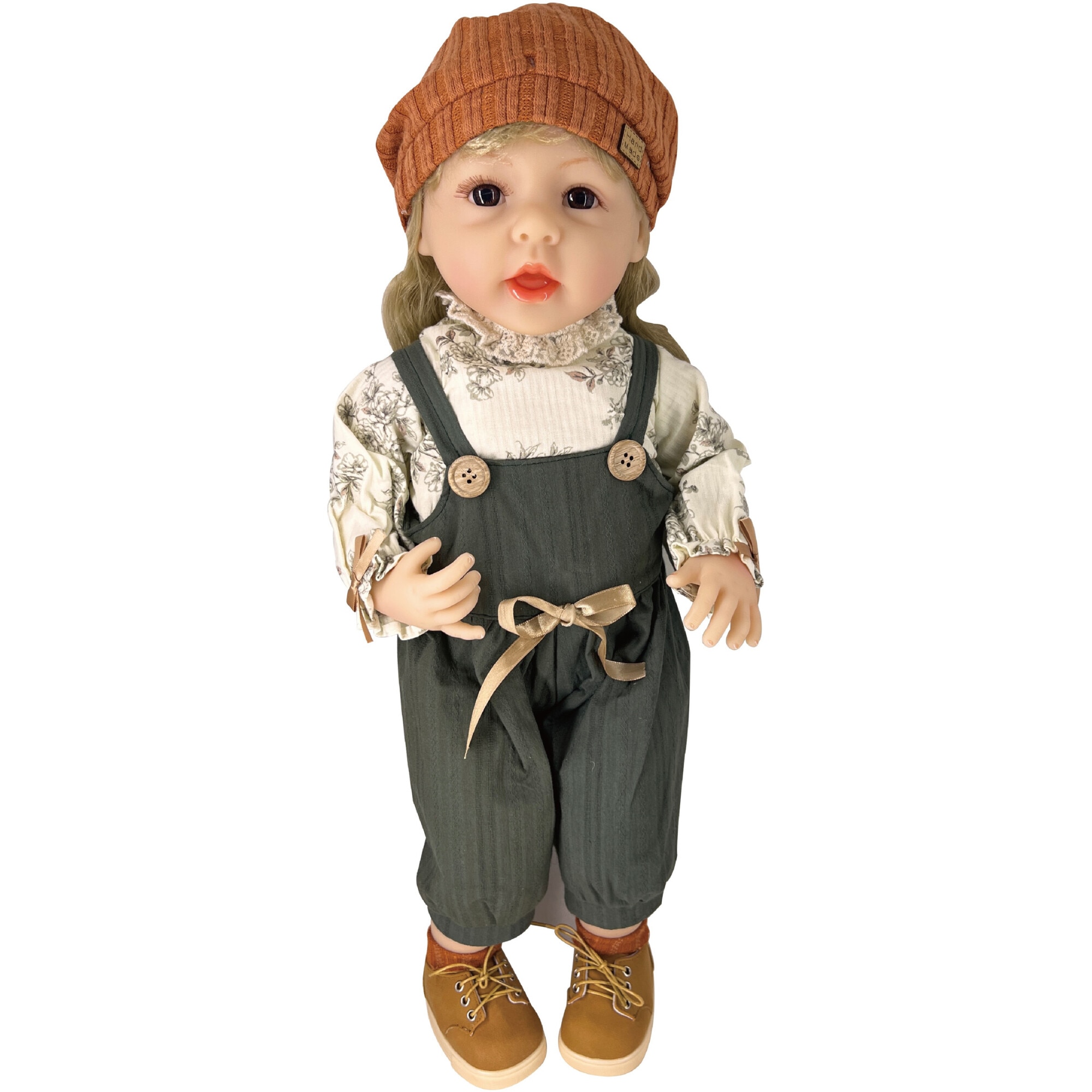 Papusa din vinil, Mappy Baby so Lovely, 56 cm, cu salopeta si caciulita