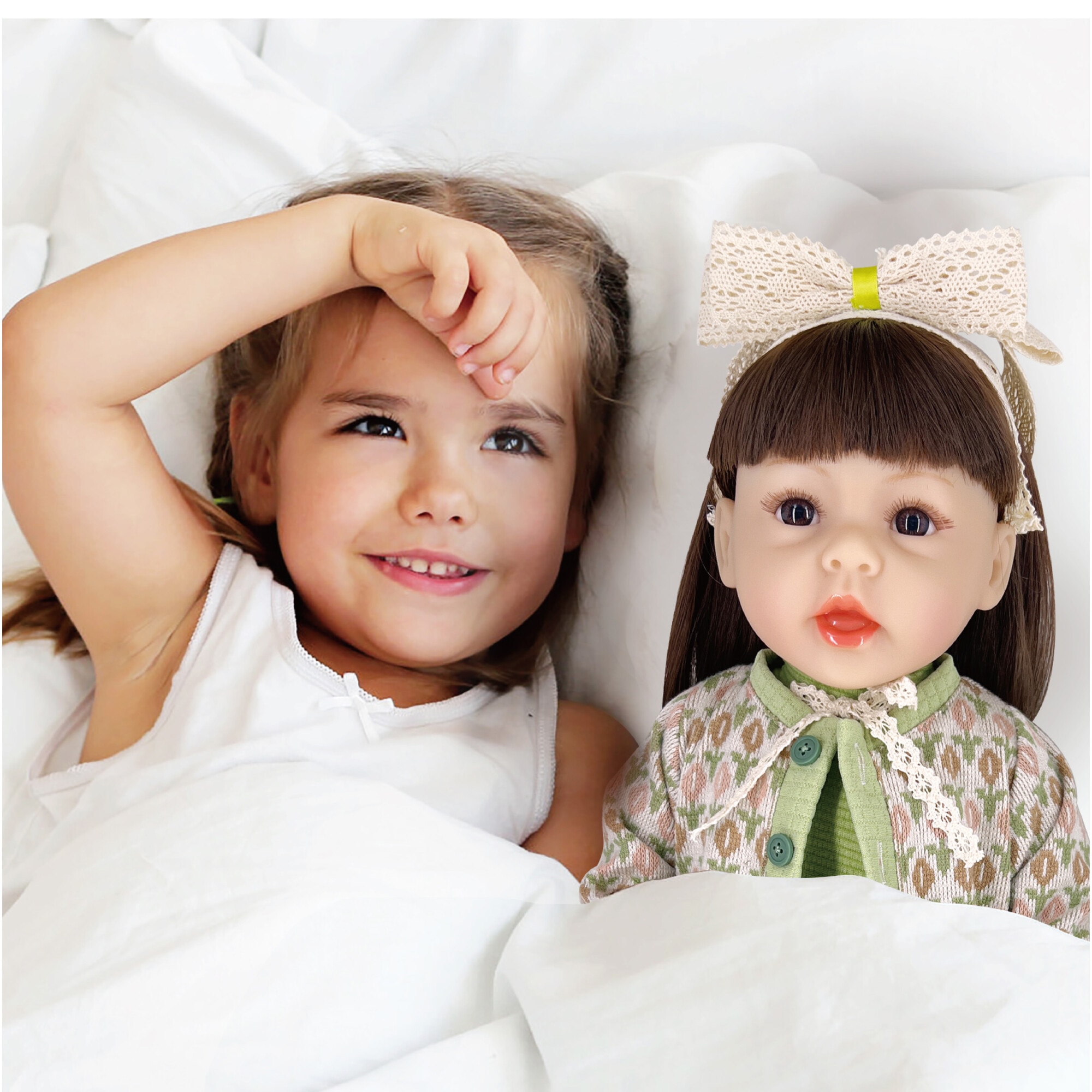 Papusa din vinil, Mappy Baby so Lovely, 56 cm, cu salopeta si