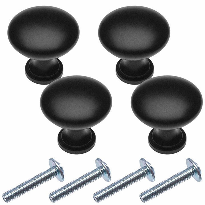 Buton de mobila TERNI, negru mat, 4 PUZ-uri