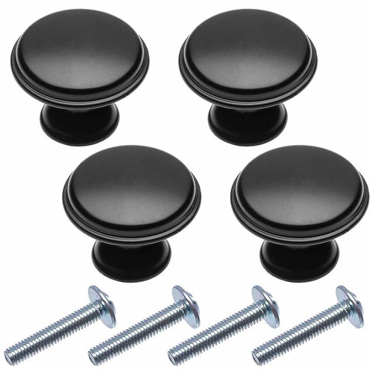 Buton de mobila CENTO, negru mat, 4 buc
